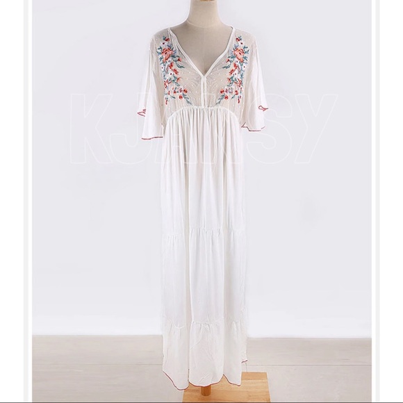 Positano Bohemian Embroidered Swim Cover Up - Picture 6 of 8